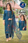 Kartika By Vitara Roman Silk With Embroidery Work Kurti With Bottom Dupatta Bulk Orders In India